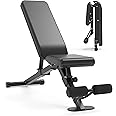 leikefitness Adjustable Weight Bench Foldable Workout Exercise Bench with Automatic Lock for Upright Incline Decline and Flat Full Body Exercise