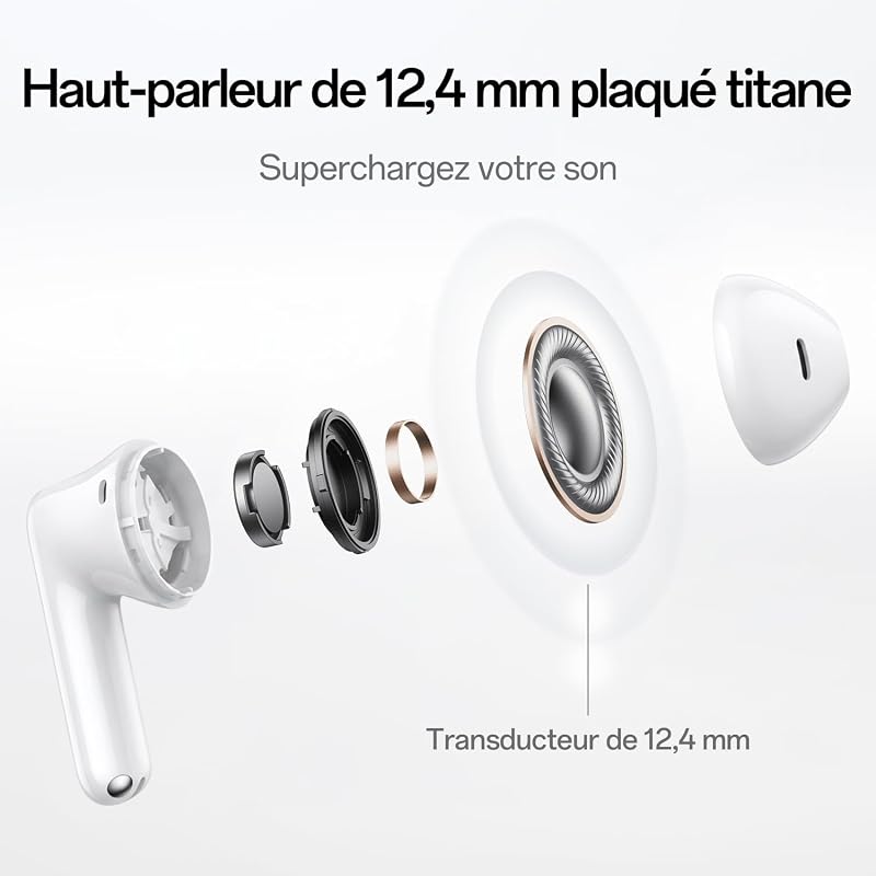 Enco Buds3 Écouteurs Bluetooth 5.4 12.4mm 48h IP55, Snow White — photo 4 sur 7