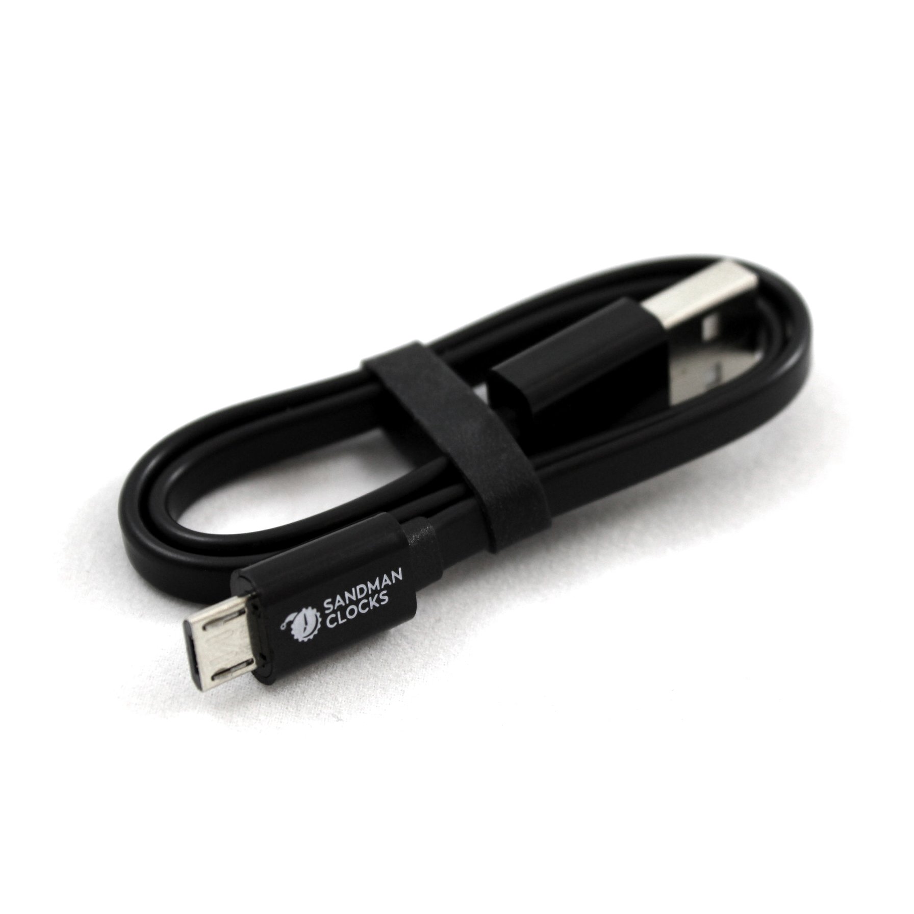 Sandman Clocks Micro-USB to USB Flat, Android Charging Cable, Black, 1 Foot