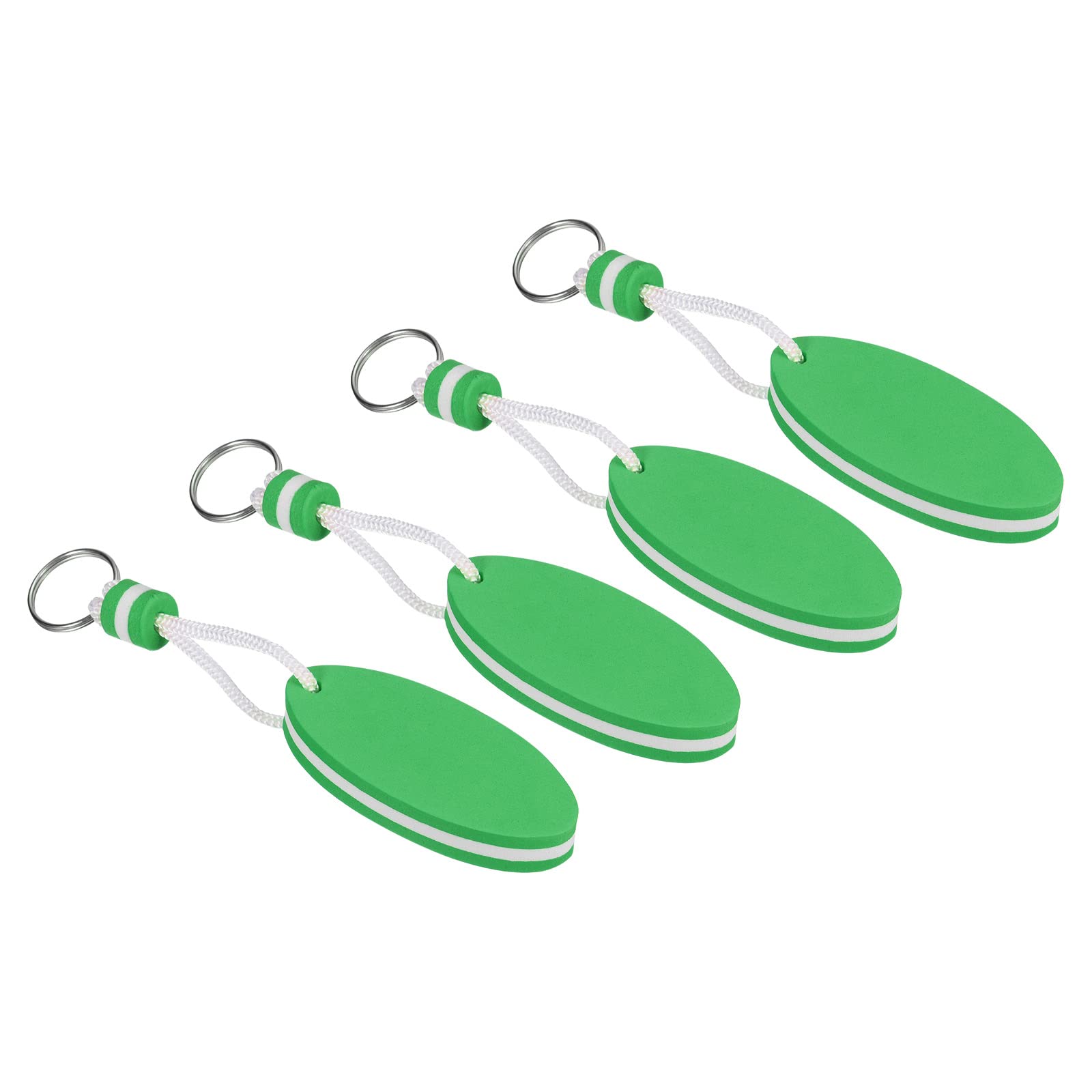 PATIKIL Floating Keychain, 4 Pack Sports Buoy Key Rings Oval Buoyant Keyrings Marine Sailing Key Holder for Fishing Kayaking, Green