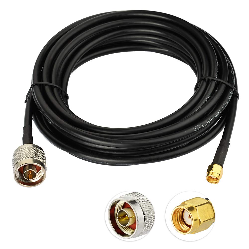 Superbat RPSMA Male to N Type Male RG58 Cable 5m 50ohm Anrtenna Extension Cable for Ceiling/Outdoor/Base Station Antenna, Wireless Router, Cellular Gateway, RTL SDR USB Dongle, ADS-B Receiver
