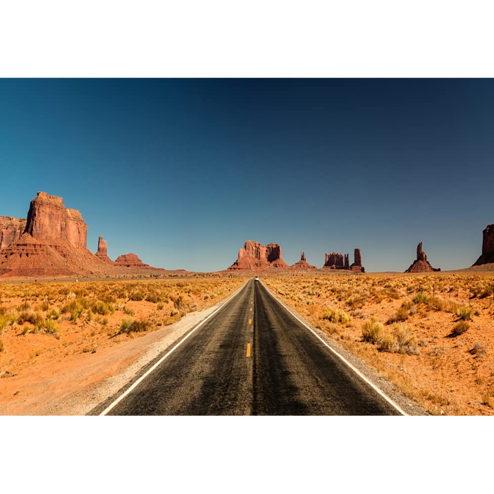 Aoihrraan 1,5x1m Western Highway Backdrop Wild West Desert Valley Endless Road Photography Background Racing Competition Party Decoration Banner Video Shoots Portrait Photo Studio Props