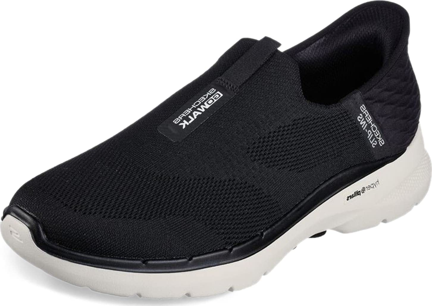 Skechers Men's Slip-ins: GO Walk 6 - Easy On Slip-On Walking Sneakers, Black/White, 11.5 X-Wide Image