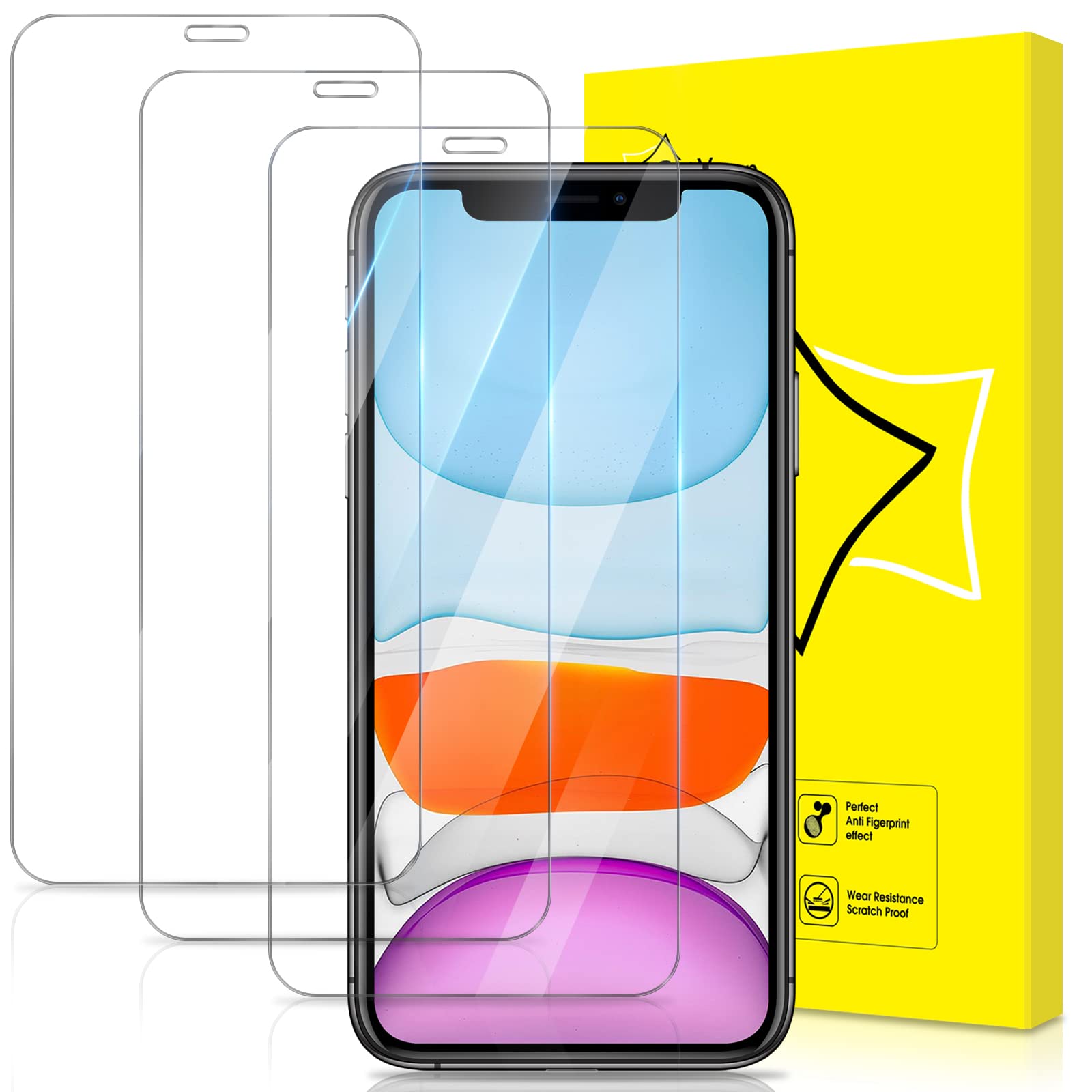 GiiYoon-3 PACK Screen Protector for iPhone XR Tempered Glass [Easy Installation] [Round Edge] [Scratch Resistant] [9H Hardness] Protective Film