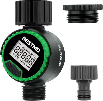 Restmo Water Flow Meter 360° Rotatable LCD Gallon/Liter Measurement