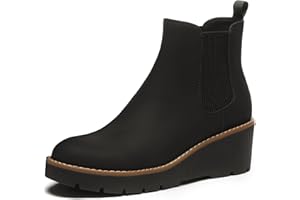 Athlefit Women's Chelsea Wedge Boots Elastic Platform Lug Sole Slip on Wedge Ankle Booties
