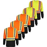 LeeHanTon Construction Shirt for Men High Visibility Safety Shirts Long Sleeve with Reflective Strips Mesh Hi Vis Work Shirt