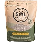 Sol Soils Succulent Gritty Mix 1 Gallon - Fast Draining Peat Moss Free Succulent Soil Potting Mix with Coconut Husk Chips, Perlite &amp; Pumice