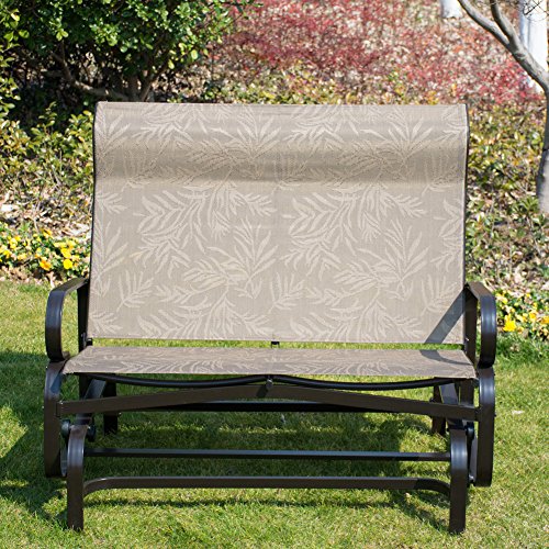 PatioPost Outdoor Swing Glider Bench Aluminum Chair for 2 Person Garden Rocking Loveseat - JA - Thumbnail 6