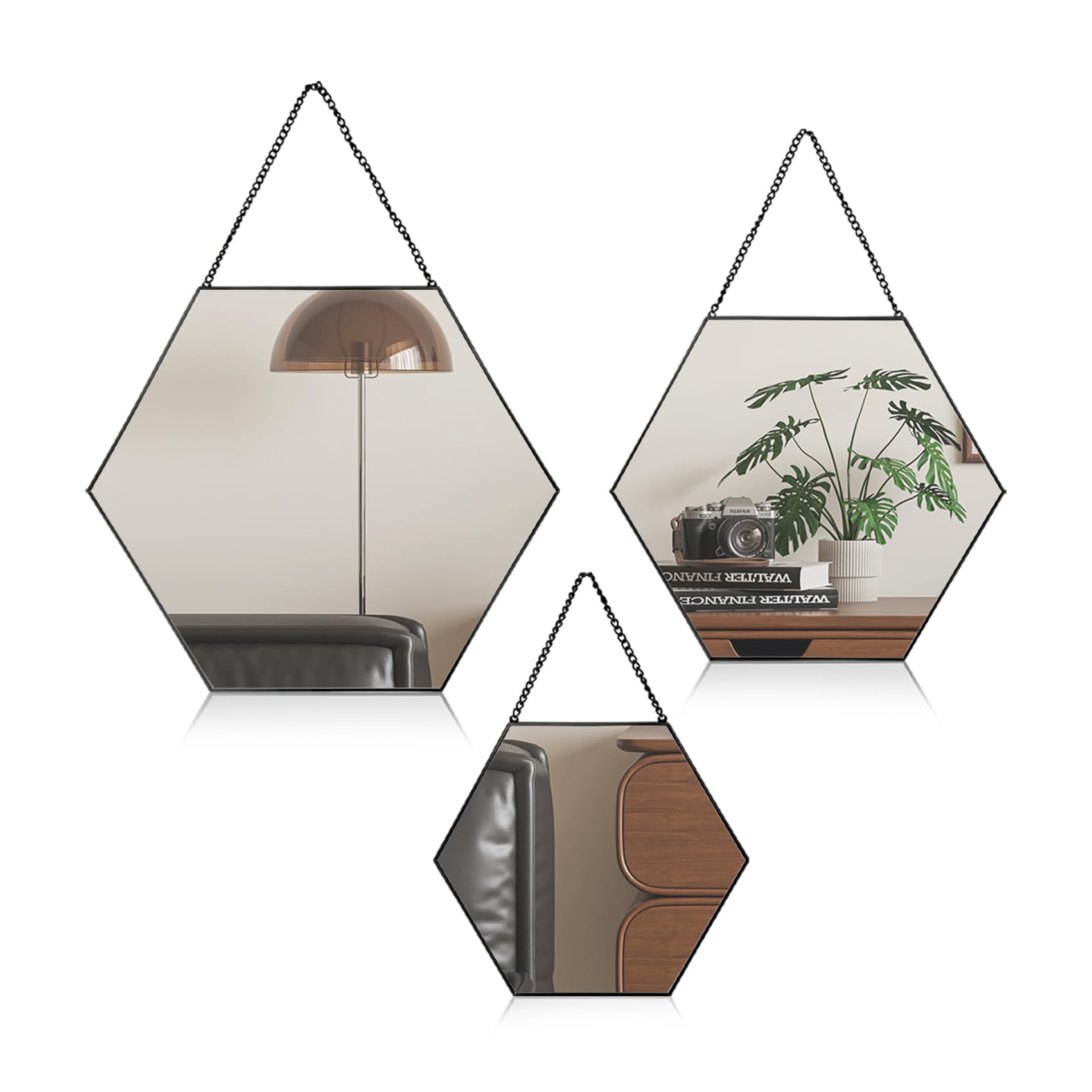 Photo 1 of ***Factory seal***
YIJUYO Pack Wall Mirrors Decorative, Wall Mounted Mirror Decor, Modern Bathroom Vanity Mirror for Living Room, Bedroom, Hallway, Entryway Hall (Black, Hexagonal)