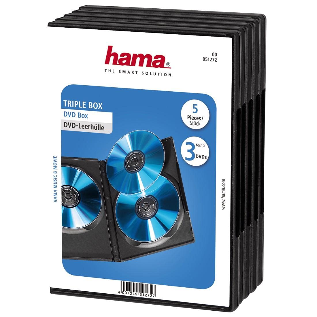 Hama | Slim DVD Tripple Jewel Case, Pack of 5 - Black
