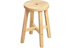 Xmatch Wooden Stool, Solid Wood Round Stools (Round 18" H)