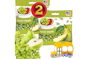 THINK CANDY (2 PACK) Jelly Beans Juicy Pear Chewy Candies -New Flavor- Comes With One Bus Resealable ZipBag (JUICY PEAR)