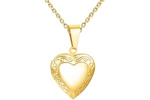 KunBead 20 inch Love Open Heart Photo Picture Locket Necklace with Picture inside-Stainless Steel for Women