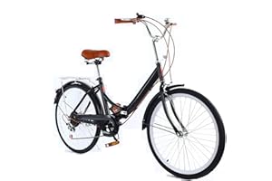 26 Inch Foldable Beach Cruiser Bike Womens Bicycle, 7 Speed Bike for Women, City Bikes High-Carbon Steel with Adjustable Seat