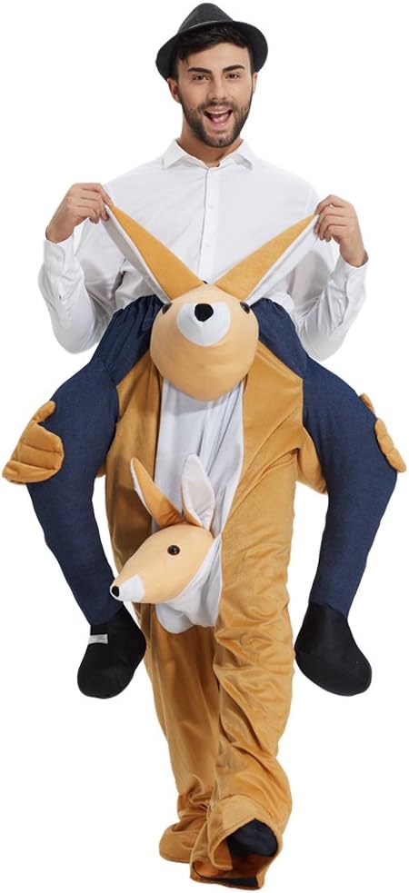YEAHBEER Piggyback Ride On Riding Shoulder Adult Costume Carry Me Unisex Fancy Dress (Kangaroo)