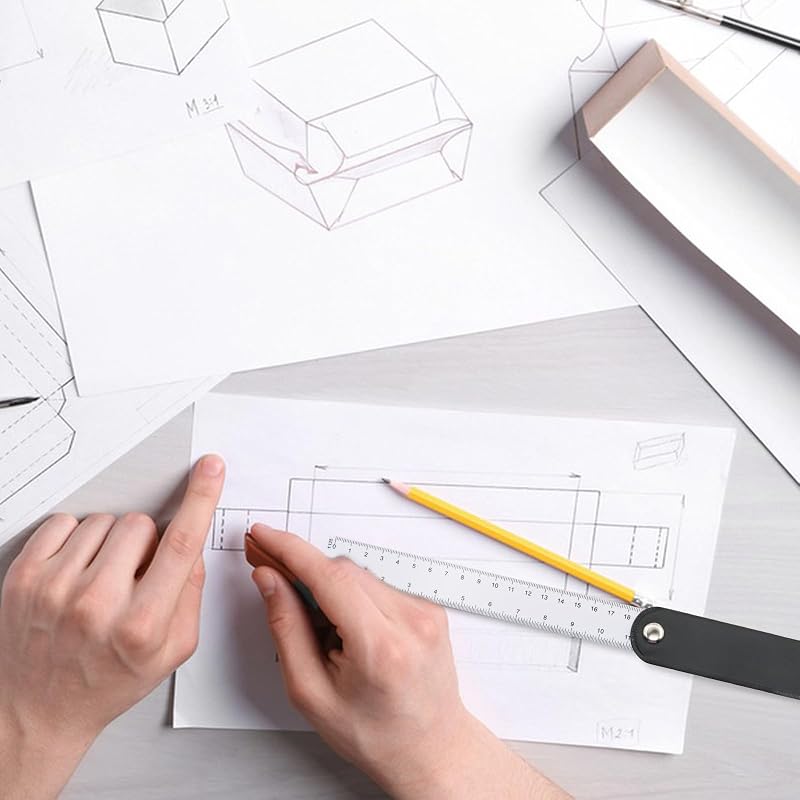Escala em leque, régua dobrável com múltiplas escalas e transportador de alta precisão, régua plástica para desenho à escala, para estudantes, arquitetos, desenho técnico (1 PC) — foto 5 de 7