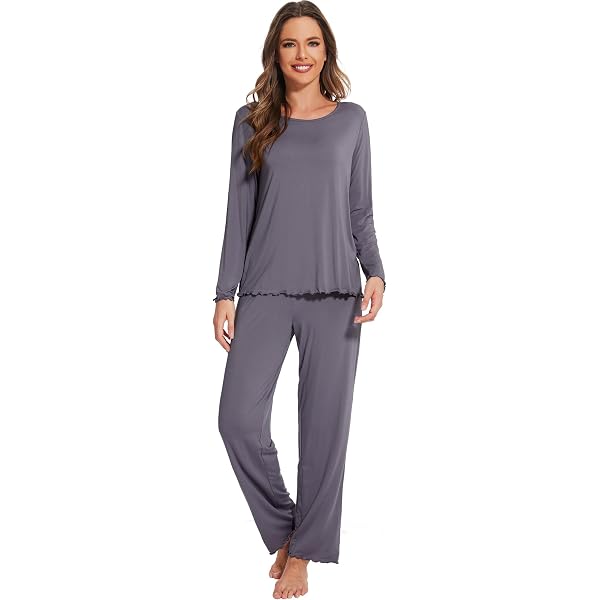 BambooBud Women's Pajama Set - Super Soft Viscose Bamboo Sleepwear, Long Sleeve Top & Pants
