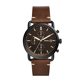 Fossil Herren Analog Quarz Uhr mit Leder Armband FS5403