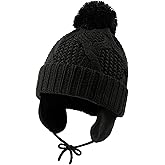 Baby Boys Winter Hat Infant Girls Hats with Pompom Toddler Knitted Earflaps Beanie Warm Fleece Kids Beanies