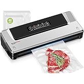 Bonsenkitchen Vacuum Sealer Machine with 40 Bags | Compact Food Sealer for Kitchen Storage & Meal Prep | Multiple Modes​​ | External Vacuum System, Silver​​