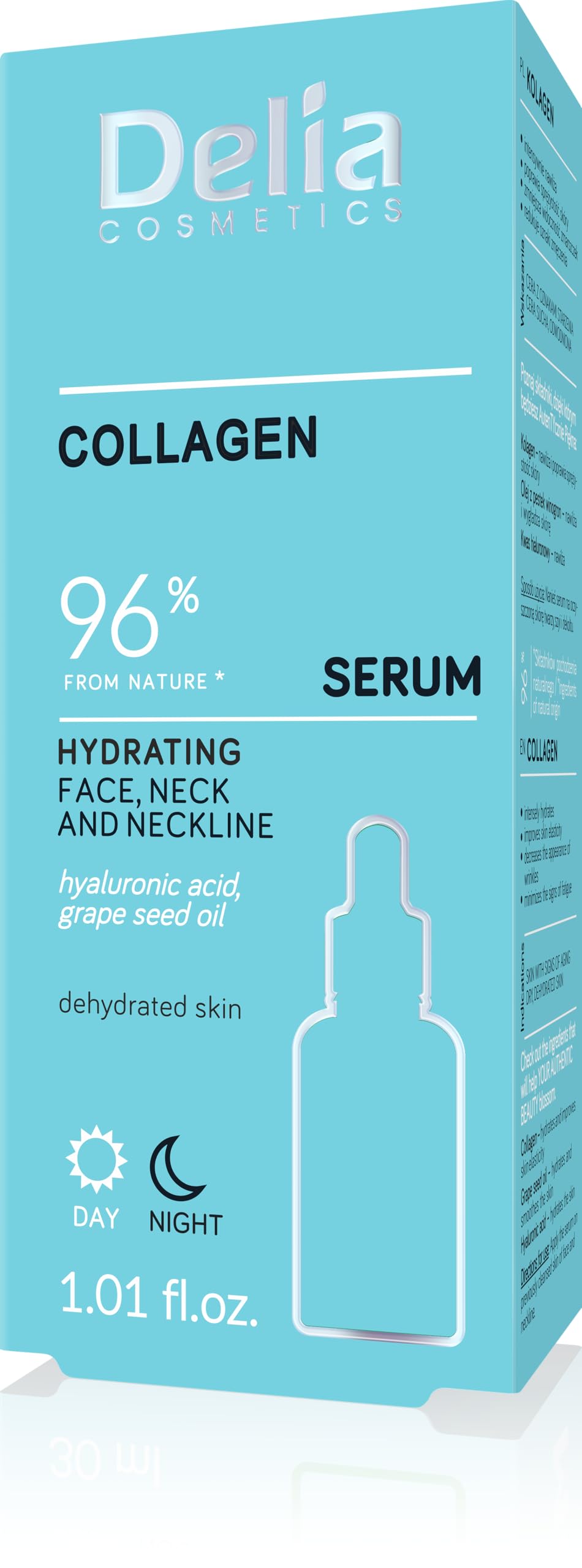 Delia Cosmetics - Moisturising Serum - Collagen - Dry, Dehydrated Skin - Reduces Wrinkles. Improves Elasticity - Moisturised, Fresh Skin - 30ml