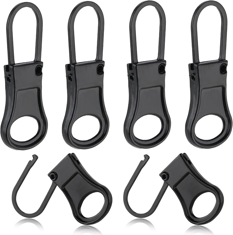 Ouligay 6pcs Zipper Pull Tabs Detachable Metal Extender Repair Kit