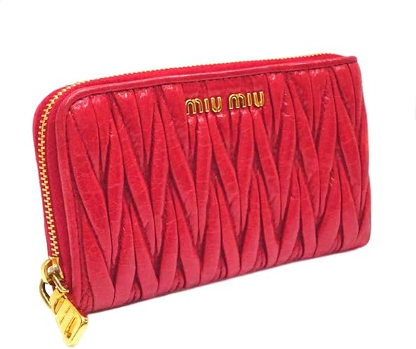 Amazon ミュウミュウ Miumiu マテラッセ 小物入れ マルチケース 5zh012 ポーチ レッド レディース レザー 中古 Miumiu ミュウミュウ ハンドバッグ