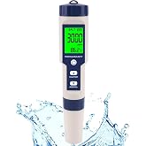 Pool Salt Tester &amp; PH Meter, Hofun Digital Salinity Meter and PH Tester for Aquarium and Pool Saltwater Water, 5 in 1 Salinity PH Temp EC and TDS Meter, Aquarium Swimming Pool Hot Tub, Multiparameter