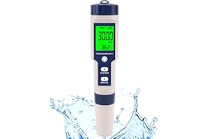 Pool Salt Tester & PH Meter, Hofun Digital Salinity Meter and PH Tester for Aquarium and Pool Saltwater Water, 5 in 1 Salinity PH Temp EC and TDS Meter, Aquarium Swimming Pool Hot Tub, High Accuracy