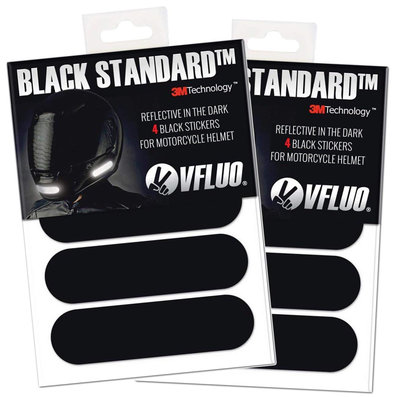 VFLUO BLACK STANDARDTM, (2 Pack) 4 retro reflective stickers kit for