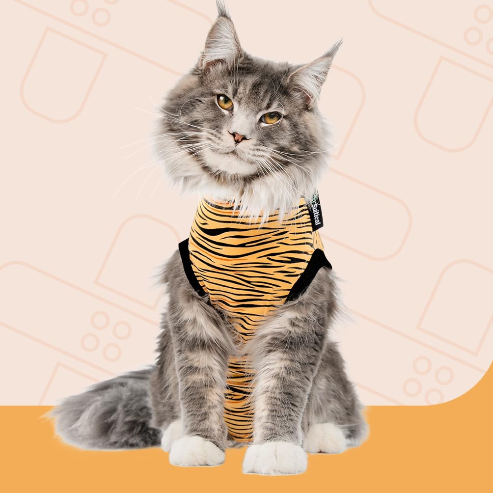 Suitical Recovery Suit Cat, XSmall, Tiger-Print