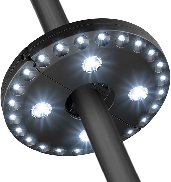 AMIR Patio Umbrella Light, Cordless 28 LED Night Lights, 3 Lighting