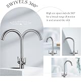 Hapilife Brushed Nickel Kitchen Tap Twin Lever Monobloc Swivel Spout view 6