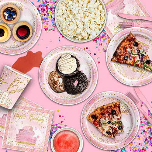 40th-Pink-and-Gold-Birthday-Party-Supplies-Set-Plates-Napkins-Cups-Tableware-Kit-for-16