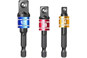 QILUCKY 3-in-1 Flexible Drill Bit Extension Set with 1/4" 3/8" 1/2" Impact Grade Driver Bit Set Extension Bit,Holder Ratchet Wrench Nut Hex Drive Adapter Kit for Household Workplace Industry