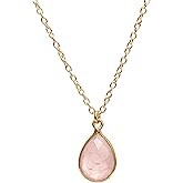 Gempires Handmade Teardrop Crystal Necklace Elegant Minimalist Gemstone Jewelry Hypoallergenic 18 Inch Gold Plated Lightweight Everyday Jewelry Gifts For Women