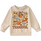 KEKEMI Toddler Boys Girls Thanksgiving Sweatshirt Thankful Graphic Shirt Funny Turkey Print Pullover Tops Holiday Outfits