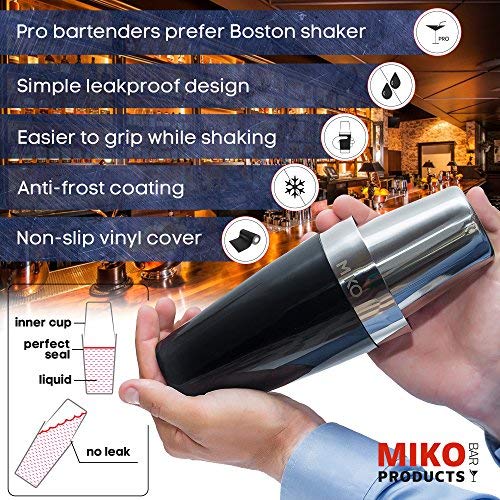Home Bartender Kit - Cocktail Shaker Bar Set - Includes Bar Tools & Bartender Accessories: Boston Cocktail Shaker,Muddler,Strainer,Jigger,Bar Spoon,Corkscrew and Bonus Recipes EBook