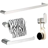 Klabb 4-Pieces Bathroom Hardware Set Brush Nickel Bathroom Accessories Set SUS304 Towel Bar Set with 24" Towel Bar -Nickle Brushed Round Type