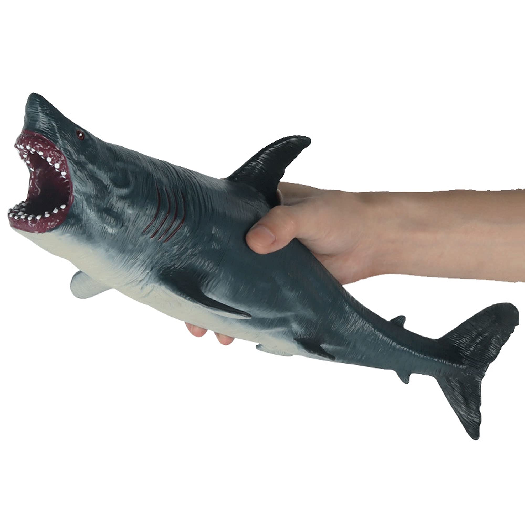 FLORMOON Megalodon Toy - 35cm Large Realistic Hand Painted Huge Shark Figurine - Science Project, Early Educational Toys, School Prize, Cake Topper, Collection for Kids Adults