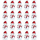 FAVOMOTO 30PCS Christmas Mini Snowman Figurines, Tiny Resin Snowman Decoration with Hat Garden Dollhouse Accessories Micro Landscape Ornament for Crafts DIY Xmas Winter Party