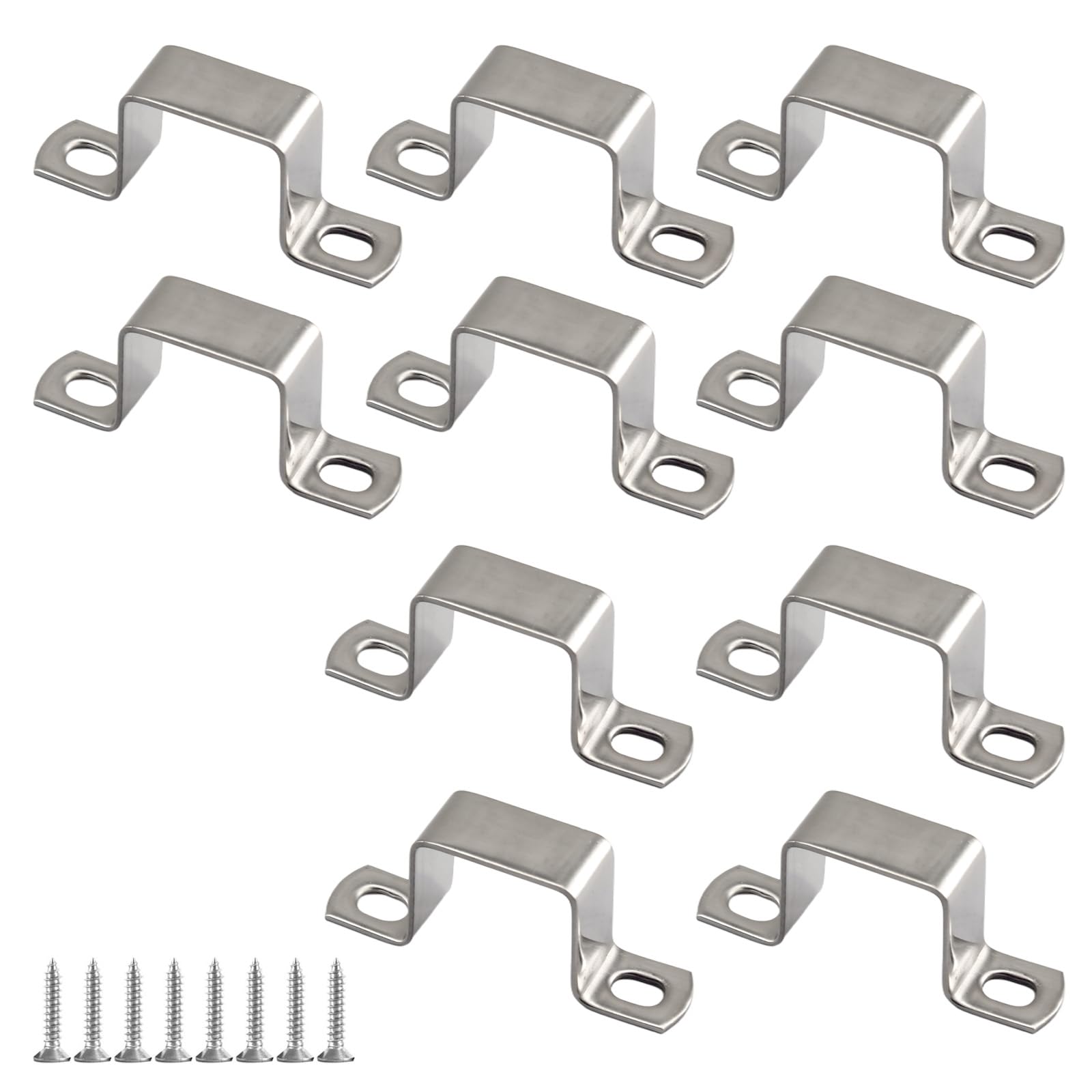 (10 Pieces) 20x20mm U-Shaped Hose Holder Square Support 304 Stainless Steel Tube Brackets Come with Stainless Steel Self Tapping Screws