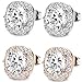ORAZIO 2 Pairs 20G Stud Earrings for Womens Mens Ear Piercings Cubic Zirconia Halo Earrings