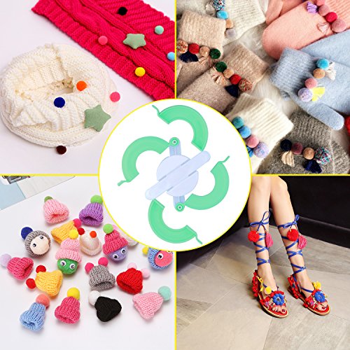 Pompom Makers, 4 Sizes Pom-pom Maker Fluff Ball Bobble Weaver Needle Craft Knitting Wool Tool Kit DIY with Sewing Scissors Fabric Shears