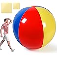 Raiten 10.5 ft Large Beach Balls Giant Ball Oversized Big Beach Ball Color Jumbo Inflatable Beach Balls for Summer Beach Pool Party Event, Ball Toy for The Whole Family, Massive Water Games