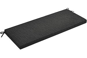 baibu 59 Inch Classic Solid Color Bench Cushion with Ties, Non-Slip Indoor Rectangle Bench Seat Cushion Standard Size Foam Pad with Machine Washable Cover (Black, 59x16x1.5Inch)