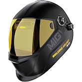 MIGVAN Welding Helmet Auto Darkening True Color Large Viewing, Welding Hood Solar/Replaceable Battery Powered, Wide Shade 4/5-13 with 4 Arc Sensor, Optical Clarity Welding Mask for TIG MIG ARC Grind