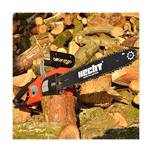 HECHT Elektro Kettensäge mit 2400 Watt Power – 45,8 cm Schwert – Soft-Start-System – Rückschlagbremse – Kette…