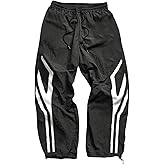 BEAUDRM Men's Y2K Color Block Baggy Parachute Pants Wide Leg Pants Hip Hop Track Trousers Casual Streetwear
